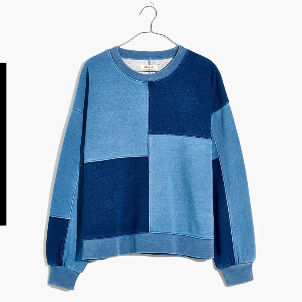 Madewell Indigo-Dyed Patchwork Sweatshirt